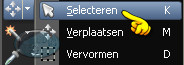 Activeer je Selectiegereedschap (= Witte pijltje)