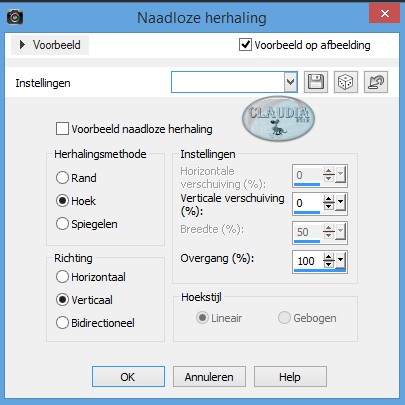 Instellingen Afbeeldingseffect - Naadloze herhaling