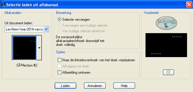 Selectie laden uit alfakanaal 