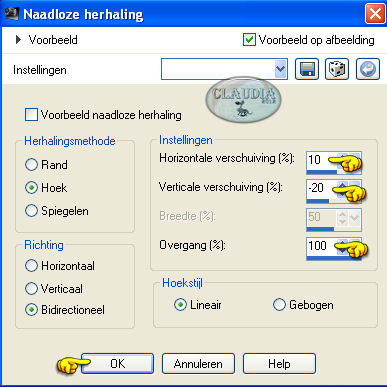 Instellingen Afbeeldingseffect - Naadloze herhaling