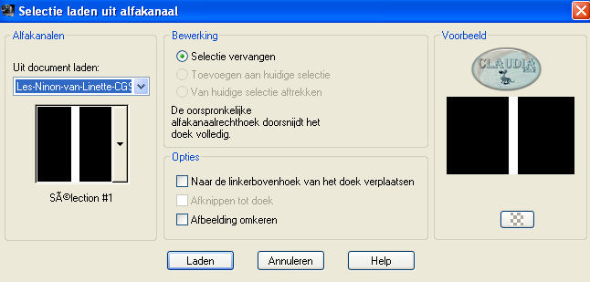 Selectie laden uit alfkanaal 
