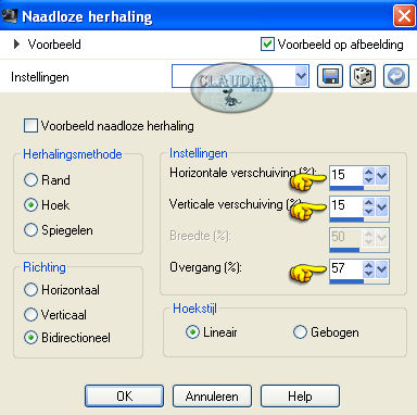 Instellingen Afbeeldingseffect - Naadloze herhaling