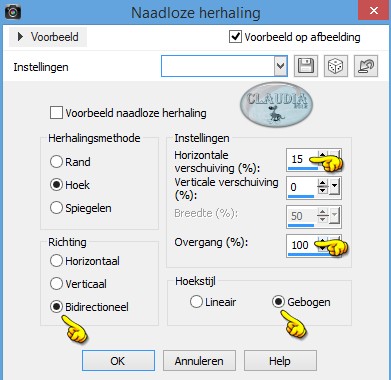 Instellingen Afbeeldingseffect - Naadloze herhaling