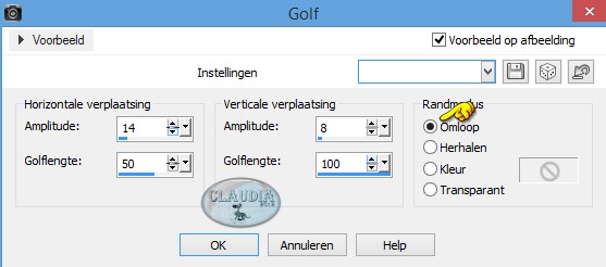 Instellingen Vervormingseffect - Golf