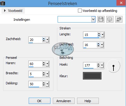 Instellingen Kunstzinnige effecten - Penseelstreken 