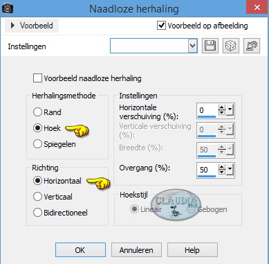 Instellingen Afbeeldingseffect - Naadloze herhaling