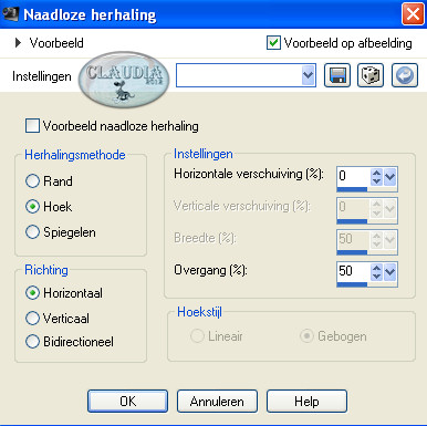 Instelllingen Naadloze herhaling