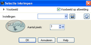 Instelling Inkrimpen van selectie