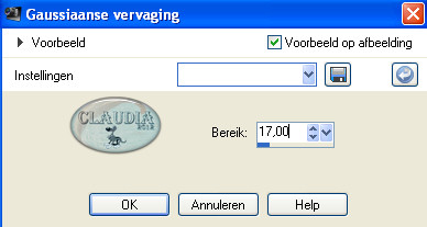 Instelling Gaussiaanse vervaging