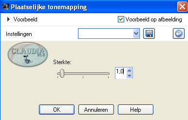 Instelling Plaatselijke tonemapping (= Verhelderen)