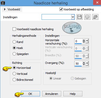 Instellingen Afbeeldingseffect - Naadloze herhaling