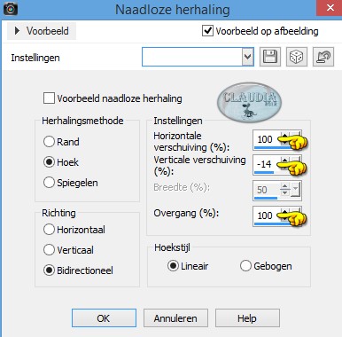 Instellingen Afbeeldingseffect - Naadloze herhaling