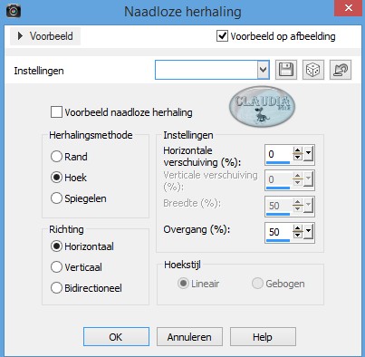 Instellingen Afbeeldingseffect - Naadloze herhaling