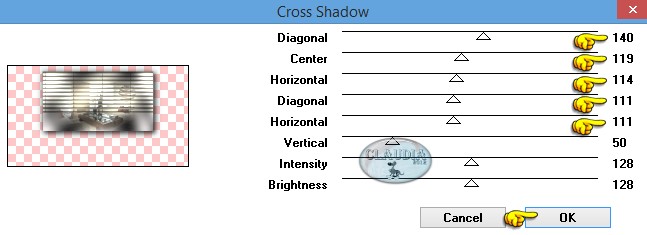 Instellingen filter Graphics Plus - Cross Shadow