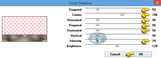 Instellingen filter Graphics Plus - Cross Shadow