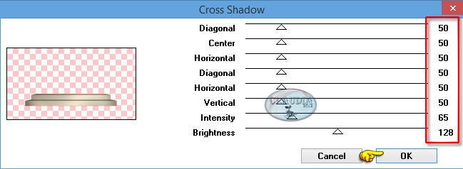 Instellingen filter Graphics Plus - Cross Shadow