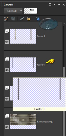Activeer de laag "Raster 1" in het Lagenpallet