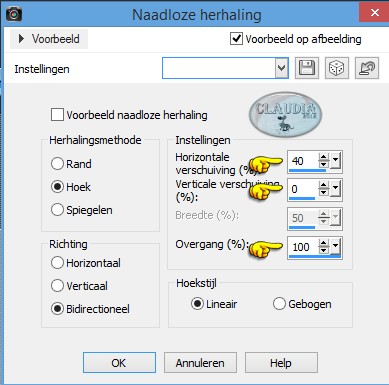 Instellingen Afbeeldingseffect - Naadloze herhaling