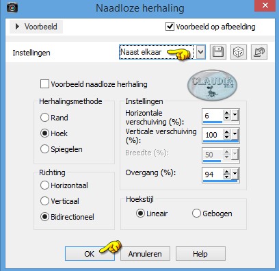 Instellingen Afbeeldingseffect - Naadloze herhaling