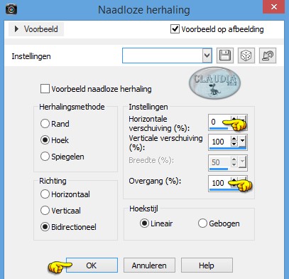 Instellingen Afbeeldingseffect - Naadloze herhaling