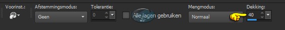 Zet de Dekking van de Vlakvulling (= emmertje) op 40%