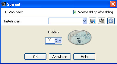 Instelling Vervormingseffect - Spiraal