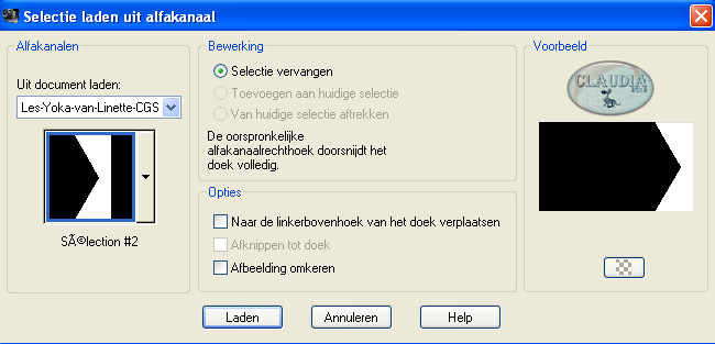 Selectie laden uit alfakanaa