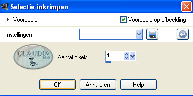 Instelling Inkrimpen van selectie