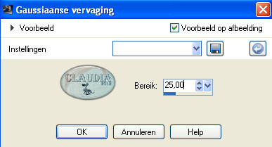 Instellingen Gaussiaanse vervaging