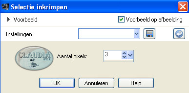 Instelling Inkrimpen van selectie