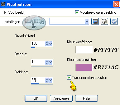 Instellingen Textuureffect - Weefpatroon