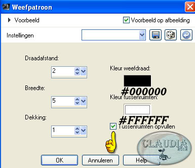 Instellingen Textuureffect - Weefpatroon 