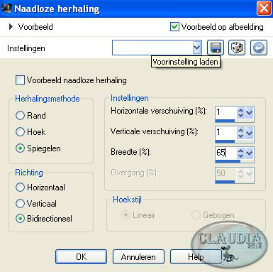 Instellingen Afbeeldingseffect - Naadloze herhaling 