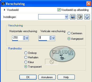 Instellingen Afbeeldingseffect - Verschuiving