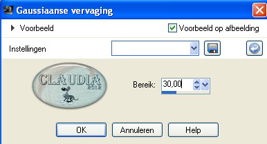 Instellingen Gaussiaanse Vervaging