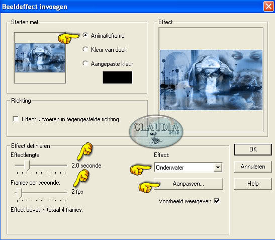 Instellingen beeldeffect invoegen