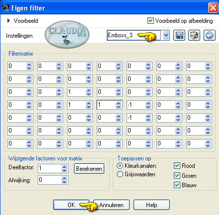 Instellingen Eigen filter - Emboss_3