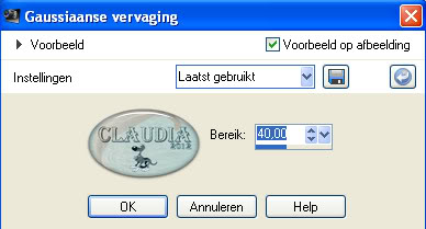 Instelling gaussiaanse vervaging