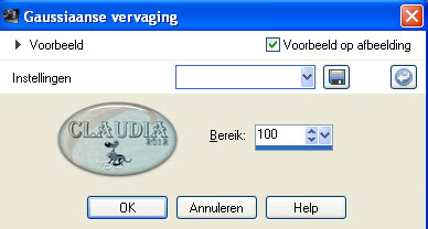 Instellingen gaussiaanse vervaging