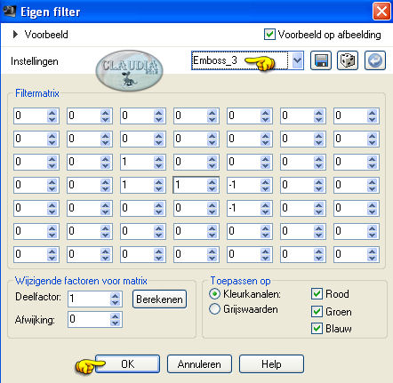 Instellingen Eigen filter - Emboss_3