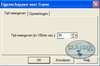 Instelling eigeschappen voor frame