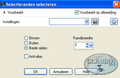 Instellingen selectieranden selecteren