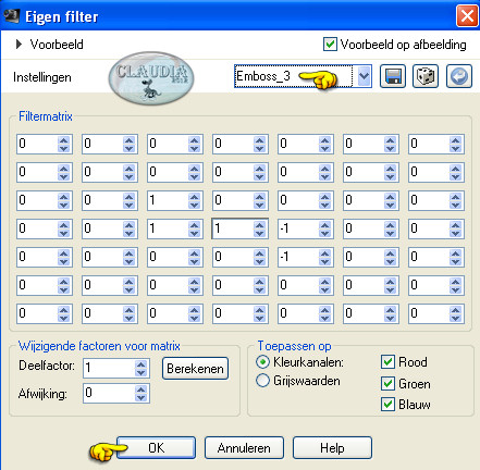 Instellingen Eigen filter - Emboss_3