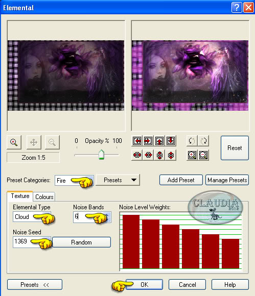 Instellingen filter XE Xtras