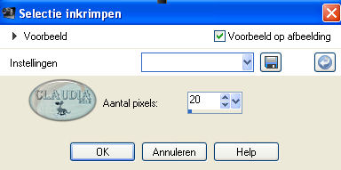 Instelling Inkrimpen van selectie