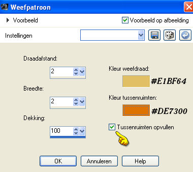 Instellingen Textuureffect - Weefpatroon