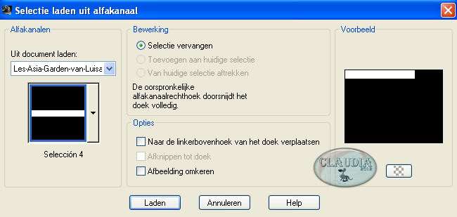 Selecties - Selectie laden/opslaan - Selectie laden uit alfakanaal : Selección 4