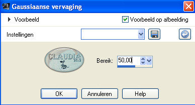 Instellingen Gaussiaanse vervaging