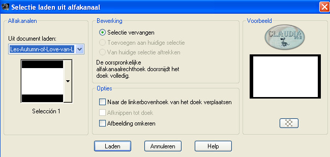 Selectie laden uit alfakanaal