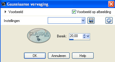Instellingen Gaussiaanse vervaging